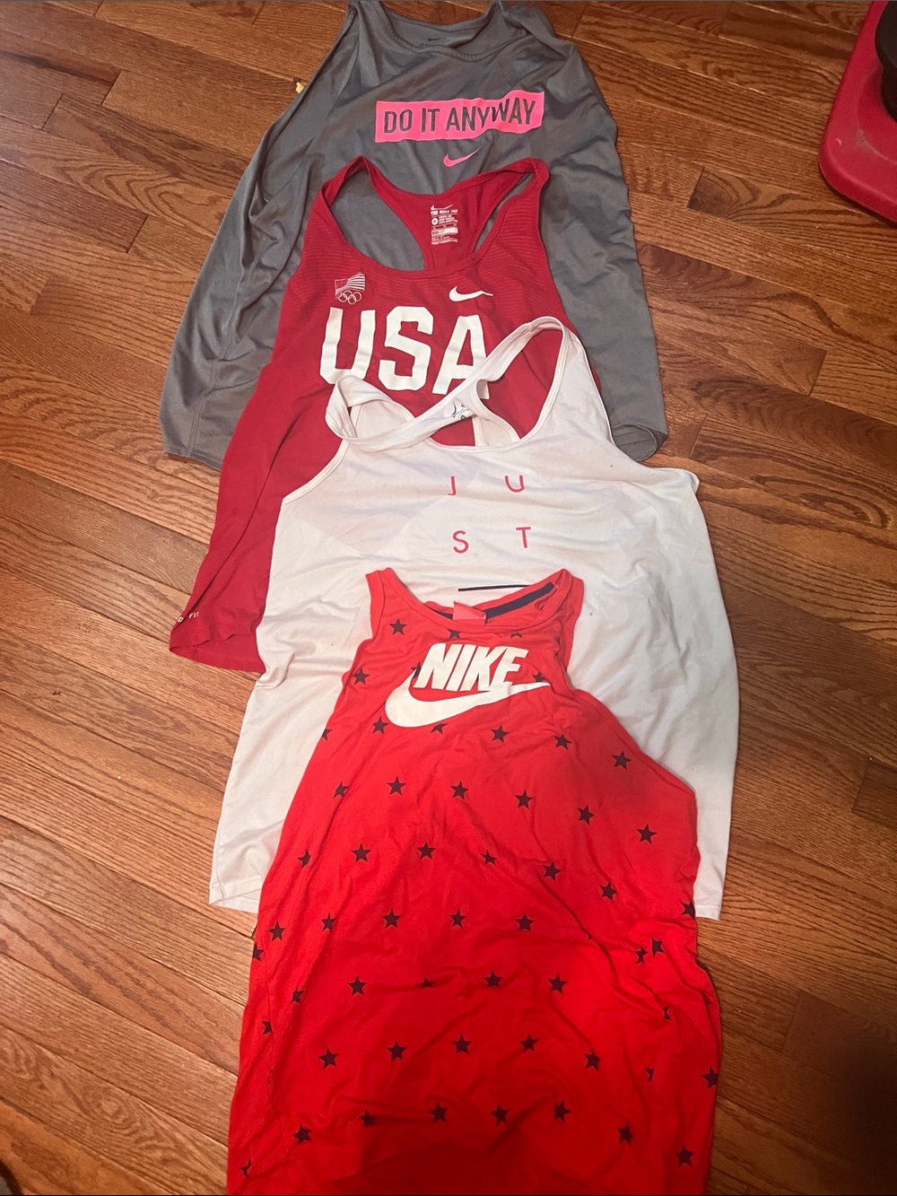 Nike womens  large and xlarge Red, White & Gray Athletic Tank Tops - 4 Pack